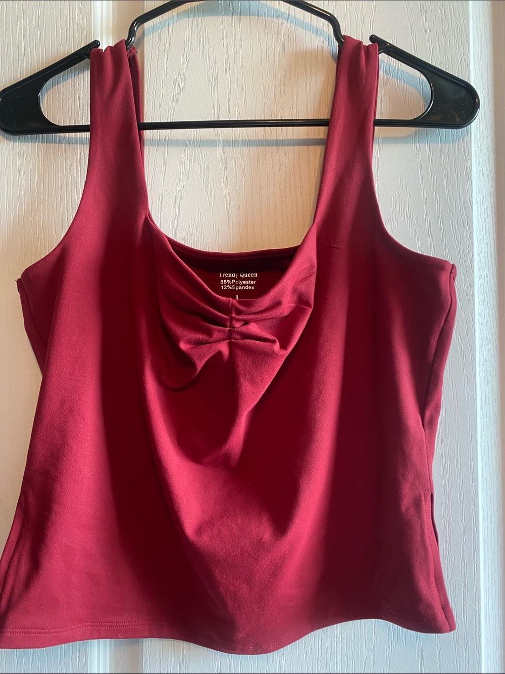 Twist-Front Sleeveless Tank Top in Berry Red - Picture 3 of 5